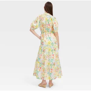 Roller Rabbit x Target Vacation Maxi Dress Tropical Fruit Floral 100% Cotton Med thumbnail 2