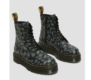 Dr Martens Jadon Black Distorted Leopard Backhand Platform Boots Size US 8 EU 39 thumbnail 1