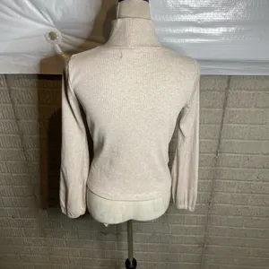 Madewell Off White Ribbed Texture Long Sleeve Turtleneck‎ Top Size Small thumbnail 4