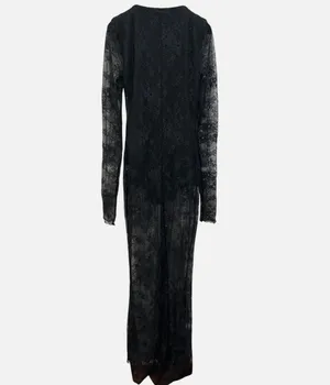 SKIMS Ultra Fine Lace Plunge Long Dress S thumbnail 9