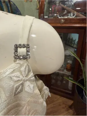 VTG Kiki USA White Embroidered Lace Corset Maxi Dress Rhinestone Strap Small 90s thumbnail 7