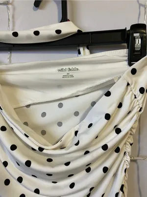 White Polka Dot Draped Crop Top Size M thumbnail 2