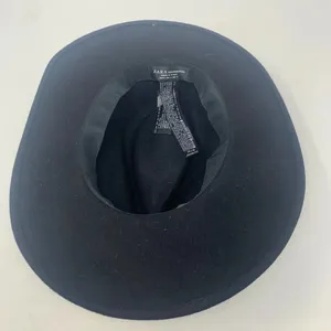 Zara Hat Wool Fedora Hat with Crystals Rhinestones Wide Brim Black‎ Size Small thumbnail 6