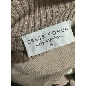 Dress Forum Tan Ribbed Mock Neck Long Sleeve Midi Bodycon Sweater Dress FW4770PB thumbnail 7
