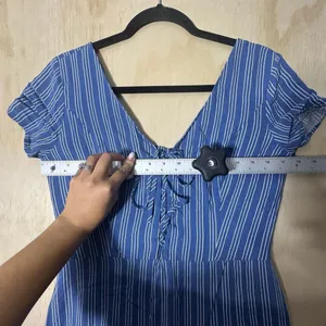 Hollister California Blue White Stripe Stretch Dress Size‎ Large thumbnail 4