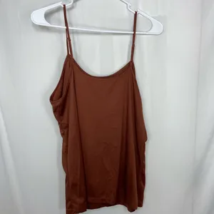 EUC women’s brown soft smooth‎ stretch adjustable strap camisole tank top L/XL thumbnail 4