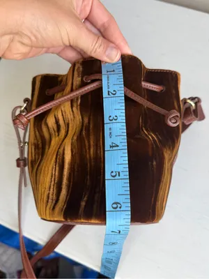 SEZANE VELVET MINI FARROW Brown Velvet Crossbody Bag Sold Out thumbnail 7