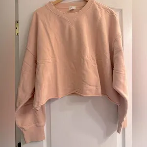 OFFLINE Aerie Throw-Back Crop Crewneck Ballet Dusty Pink Sweatshirt - size XL thumbnail 1