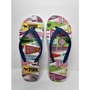 Victoria's Secret PINK Flip Flops Large Collegiate‎ Pennant Love Spirit New thumbnail 2