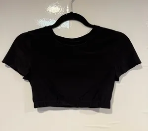 Black Aerie Smoothez Cropped Tee with Elastic Hem thumbnail 1