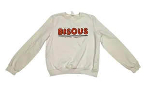 H&M Bisous Graphic Sweatshirt Small Cream Pullover Cozy Casual Streetwear Y2K thumbnail 1
