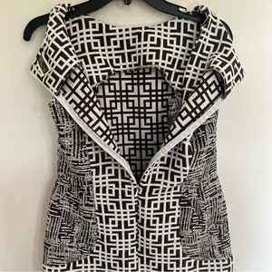 NWT Women's Julian Taylor Brown‎ White Geometric Pattern Shift Dress Size 6 thumbnail 10