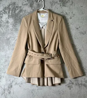 Maeve Pleated Back Belted Blazer Beige Tailored Career Office Jacket Size Small thumbnail 1