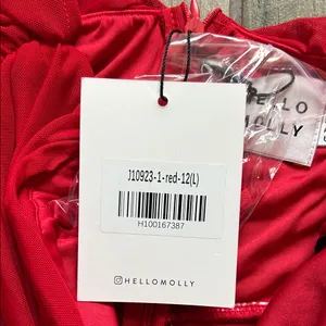 Hello Molly Red Asymmetrical One-Shoulder Ruched Dress thumbnail 4