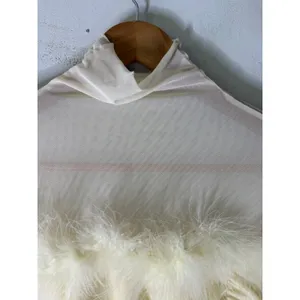 Chicwish butter yellow‎ long sleeve velvet top feather trim boho chic indie M thumbnail 3