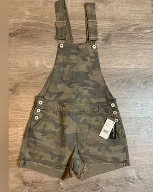 Camo-Print Denim Shortalls thumbnail 1