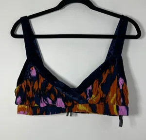 Anthropologie Womens Medium Multi-Textured Bralette Crop Top Boho Abstract Print thumbnail 1