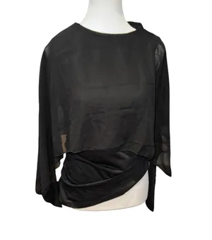 SheIn Black shawl blouse thumbnail 3