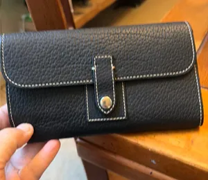 Dooney & Bourke Black Pebbled Leather Snap Wallet thumbnail 1