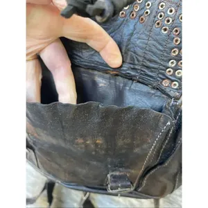 Vintage 70’s leather studded buckles backpack Black thumbnail 11