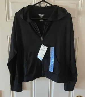 Member's Mark Favorite Soft Jacket Womens L Black Full Zip Hooded Stretch NWT thumbnail 1