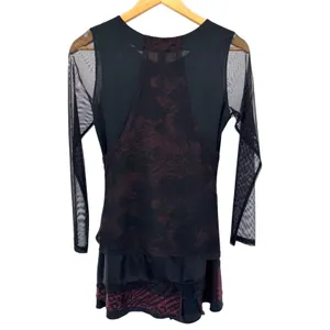 Gothic Whimsygoth Boho Mesh Layered Asymmetrical‎ Tunic Top Black Red Lace M/L thumbnail 4