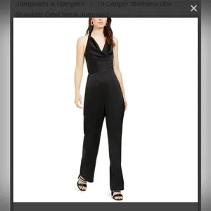 NEW 19 Cooper Black Satin Jumpsuit Halter Neck Cowl Night Out Club Large thumbnail 2