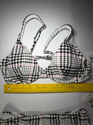 Salt + Cove Black & Pink Plaid Underwire Bikini Set thumbnail 4