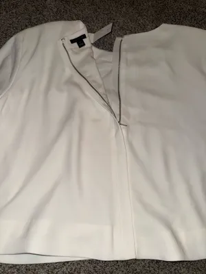 Ann Taylor White Long Sleeve Back-Zip Cropped Top thumbnail 4