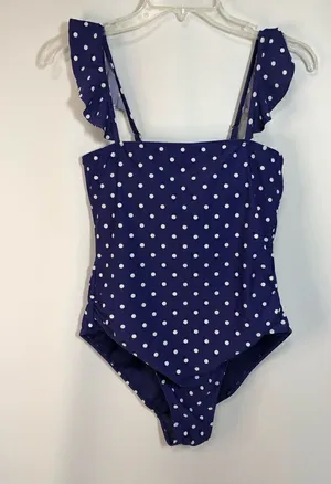 Jones New York Blue Polka Dot One Piece Swimsuit Size Medium thumbnail 1
