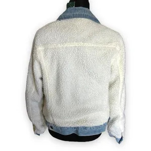 Wild Fable‎ Womens Juniors Jacket Size Large Solid Sherpa Faux Fur Denim NEW thumbnail 3