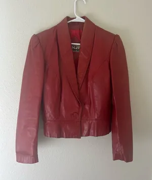 WINLIT Vintage Red Leather Jacket Size M thumbnail 1