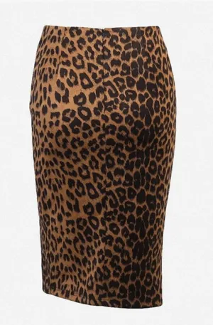 NEW Vegan Suede Leopard Mini High Waist Slit Skirt L thumbnail 1