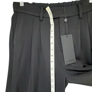 Cuts Clothing Essential Pant S Short Black Pleated Wide Leg Business Trouser NEW thumbnail 8