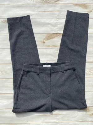 H&M grey plaid slim ankle slacks equestrian preppy academia fall winter office 4 thumbnail 2