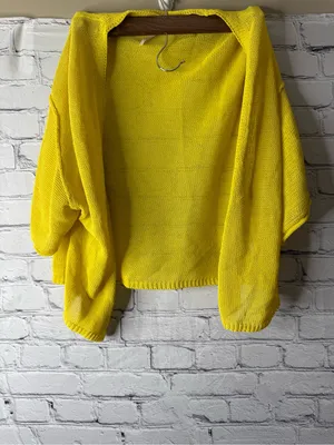 Free People Sunny Yellow Open-Front Knit Cardigan size small thumbnail 2