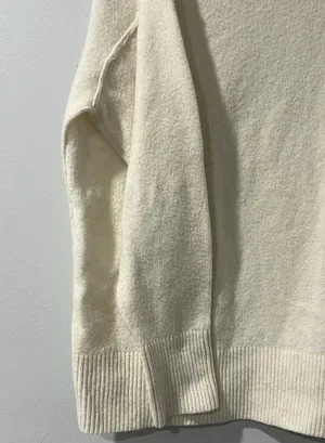 Aerie Women's CozyUp Cream Sweater Size Medium Oversized Crew Neck Soft thumbnail 3