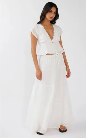 Selfie Leslie Azura Scalloped White Lace Trim Peplum Top thumbnail 3