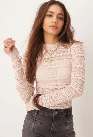 Free People Lace Mock Neck Bodysuit thumbnail 1