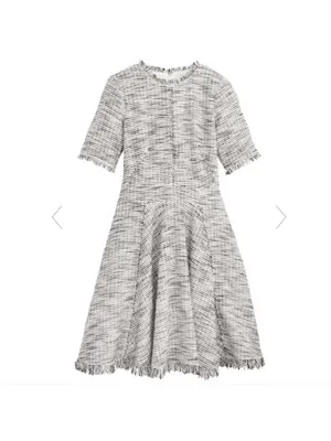 REBECCA TAYLOR Tweed Boucle Fringe‎ tailored dress sz 2 thumbnail 2