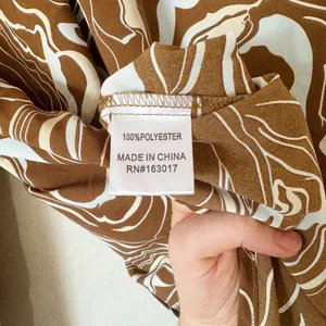 Princess Polly Marble Mae Button Up Satin Shirt Multicolor Brown/Tan Size 4 thumbnail 5