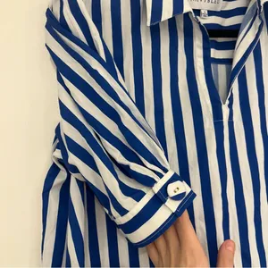 Navy Bleu Royal Stripe Puff Sleeve Shirt Dress thumbnail 3