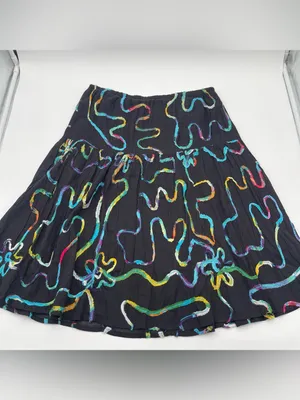 Lifestyle Scribble Cotton Midi Skirt Hippie Sz Small Colorful Teacher Colorful thumbnail 4