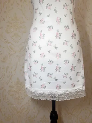 Cute white pink coquette floral lace trim mini dress with pink roses night gown size xs-s thumbnail 6