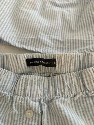 Brandy Melville Light Blue & White Striped Cami and Short Set thumbnail 3
