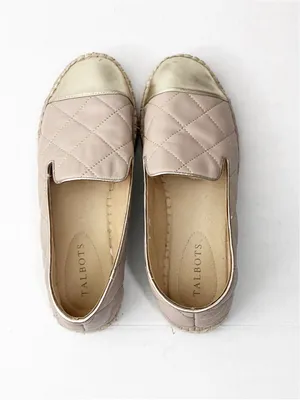 TALBOTS Izzy Quilted Nappa Leather Upper Espadrille Captoe Flats Size 8.5 Preppy thumbnail 10
