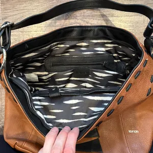 Kenzie Brown and Black Shoulder Bag Inside Pockets Very Clean Boho Western thumbnail 2