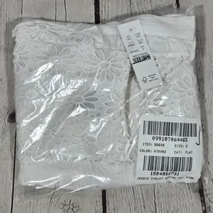 J. Crew Jessie Eyelet Smocked Peplum Top White Cotton‎ Size S NWT BR650 thumbnail 10