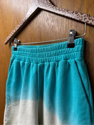 Apparis Roxy 100% Cotton Ombre Dip Dye Fleece Track Shorts Blue White Small thumbnail 4