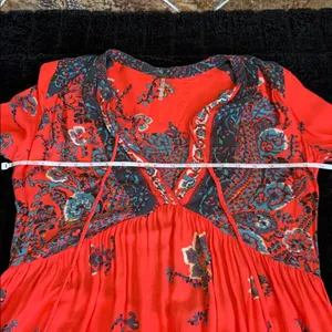 Free People If You Only Knew Maxi Dress Red Boho Peasant Caftan Cottagecore S thumbnail 6